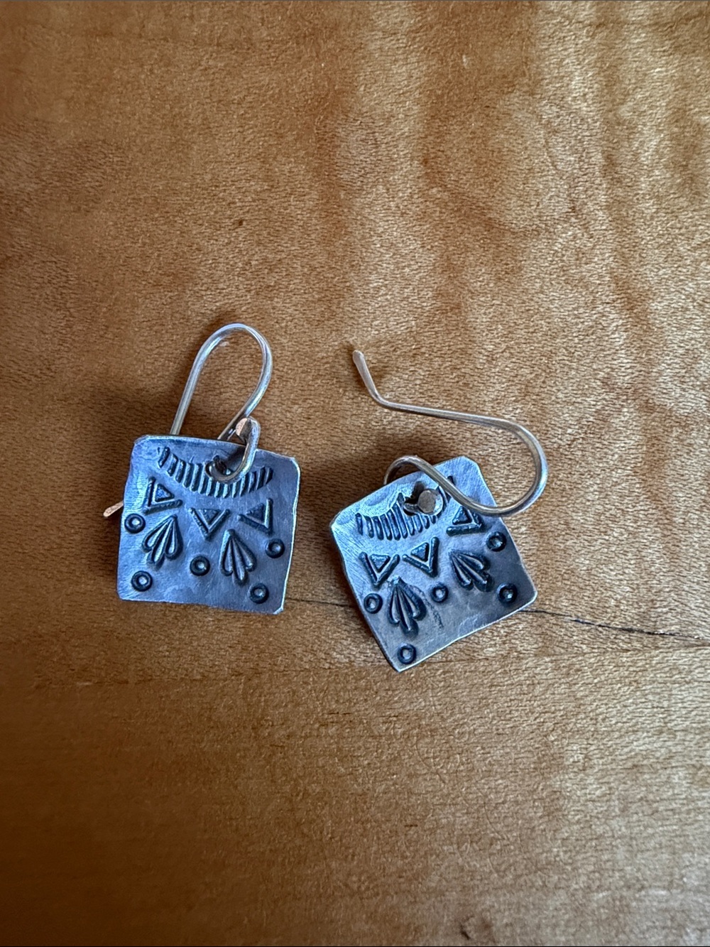 Handcrafted Silver-Tone Geometric Drop Earrings